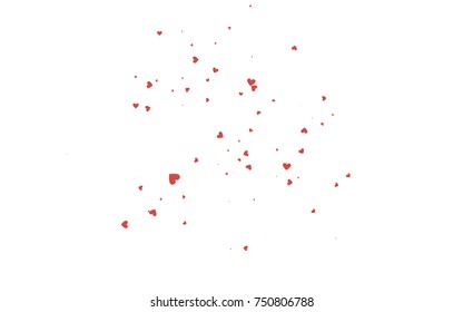 Light red vector hearts isolated on white background. Cool pattern in origami style with gradient for Valentine day. Graphic illustration for your business design.