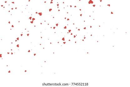 Light red vector hearts isolated on white background. Cool pattern in origami style with gradient for Valentine day. Graphic illustration for your business design.