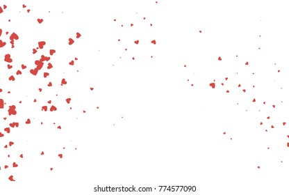 Light red vector hearts isolated on white background. Cool pattern in origami style with gradient for Valentine day. Graphic illustration for your business design.