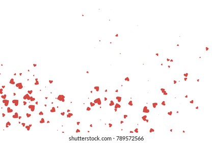 Light red vector hearts isolated on white background. Cool pattern in origami style with gradient for Valentine day. Graphic illustration for your business design.