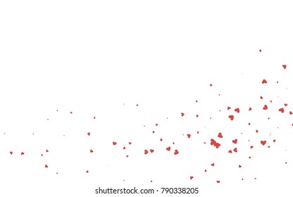 Light red vector hearts isolated on white background. Cool pattern in origami style with gradient for Valentine day. Graphic illustration for your business design.