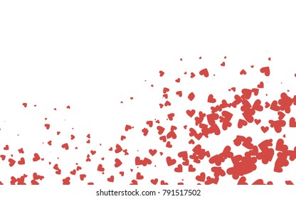 Light red vector hearts isolated on white background. Cool pattern in origami style with gradient for Valentine day. Graphic illustration for your business design.