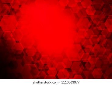 Light Red vector hexagon mosaic template. Brand new colored illustration in blurry style with gradient. The textured pattern can be used for background.