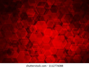 Light Red vector hexagon mosaic background. Creative geometric illustration in Origami style with gradient. A completely new template for your business design.