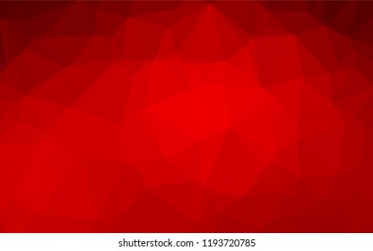 Light Red vector hexagon mosaic template. Triangular geometric sample with gradient.  Triangular pattern for your business design.