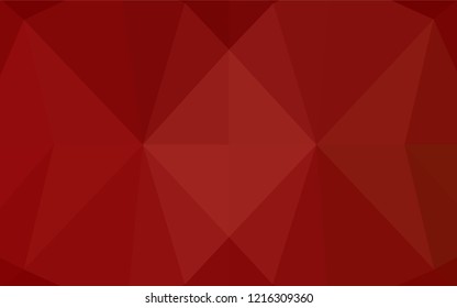 Light Red vector hexagon mosaic template. Shining illustration, which consist of triangles. The textured pattern can be used for background.