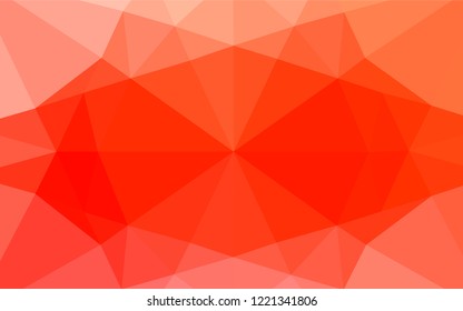 Light Red vector hexagon mosaic template. Geometric illustration in Origami style with gradient.  Triangular pattern for your business design.