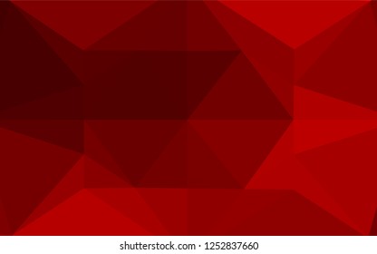 Light Red vector hexagon mosaic cover. Triangular geometric sample with gradient.  Brand new style for your business design.