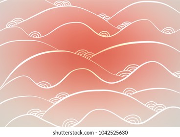 Light Red vector indian curved pattern. Sketchy hand drawn doodles on blurred background. The pattern can be used for coloring books and pages for kids.