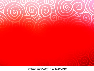 Light Red vector indian curved background. Colorful illustration in abstract style with doodles and Zen tangles. Hand painted design for web, leaflet, textile.