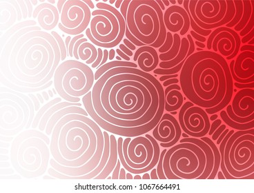 Light Red vector indian curved template. Decorative shining illustration with doodles on abstract template. The pattern can be used for coloring books and pages for kids.