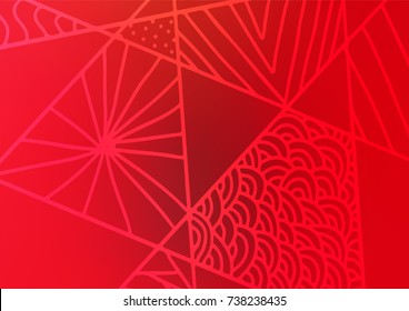 Light Red vector indian curved background. An elegant bright illustration with lines in Natural style. Brand-new design for your business.