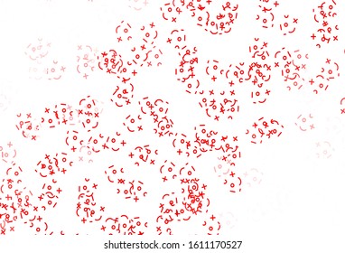 Light Red vector layout with algebra elements. Blurred design in simple style with collection of numerals. Best design a poster, banner of a math college.