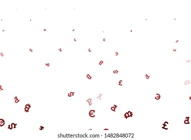 Light Red vector layout with banking symbols. Blurred design in simple style with symbols of currency. Template for ads of currency markets, bank loans.