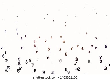 Light Red vector layout with banking symbols. Blurred design in simple style with symbols of currency. Pattern for financial, investment websites.