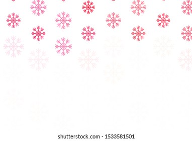 Light Red vector layout with bright snowflakes. Glitter abstract illustration with crystals of ice. New year design for business advert.