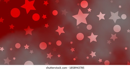 Light Red vector layout with circles, stars. Illustration with set of colorful abstract spheres, stars. Design for textile, fabric, wallpapers.