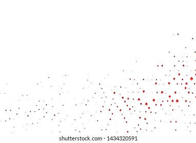 Light Red vector layout with elements of cards. Shining illustration with hearts, spades, clubs, diamonds. Pattern for leaflets of poker games, events.