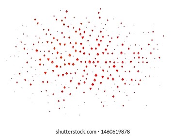 Light Red vector layout with elements of cards. Illustration with set of hearts, spades, clubs, diamonds. Smart design for your business advert of casinos.