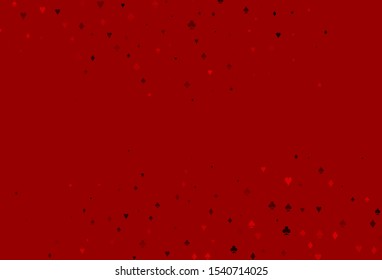 Light Red vector layout with elements of cards. Colorful gradient with signs of hearts, spades, clubs, diamonds. Pattern for leaflets of poker games, events.