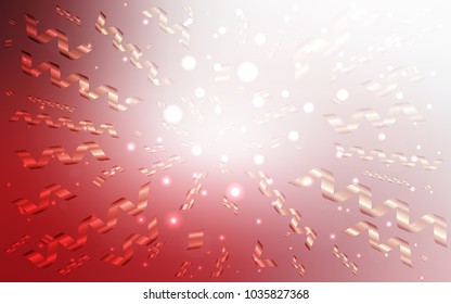 Light Red vector layout with festival confetti. Modern geometrical abstract illustration with carnival ribbons. New design for ad, poster, banner of your Party.