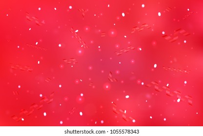 Light Red vector layout with festival confetti. Beautiful colored illustration with ribbon in celebration style. The pattern can be used for new year ad, booklets.