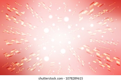 Light Red vector layout with festival confetti. Beautiful colored illustration with ribbon in celebration style. The template can be used as a background for postcards.