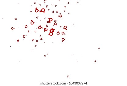 Light Red vector layout with latin alphabet. Shining colorful illustration with isolated letters. The pattern can be used for ad, booklets, leaflets of education.