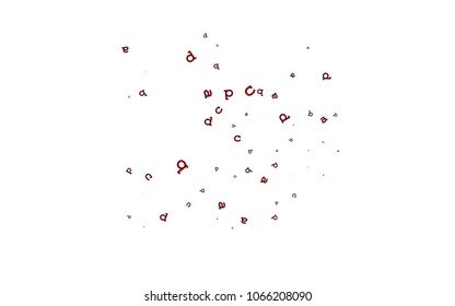 Light Red vector layout with latin alphabet. Blurred design in simple style with signs of alphabet. Template can be used as a background for ads of typography.