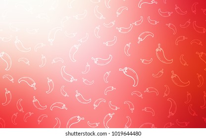 Light Red vector layout with pepers. Glitter abstract sketch with hot pepers. Pattern for menu of cafes, bars, restaurants.
