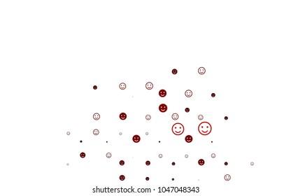 Light Red vector layout with smiling faces. Beautiful colored illustration with smiles in simple style. Pattern for carnival, festival fun leaflets.