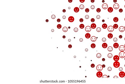 Light Red vector layout with smiling faces. Glitter abstract sketch with smiley, icons. Pattern for ad, booklets, leaflets of celebrations.