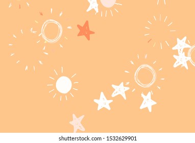 Light Red vector layout with stars, suns. Stars, suns on blurred abstract background with gradient. Pattern for astronomy websites.