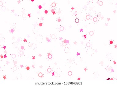Light Red vector layout with stars, suns. Blurred decorative design in simple style with stars, suns. Best design for your ad, poster, banner.