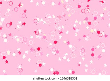 Light Red vector layout with stars, suns. Glitter abstract illustration with colored stars, suns. Pattern for astrology websites.