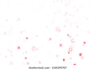 Light Red vector layout with stars, suns. Modern geometrical abstract illustration with stars, suns. Pattern for astrology websites.