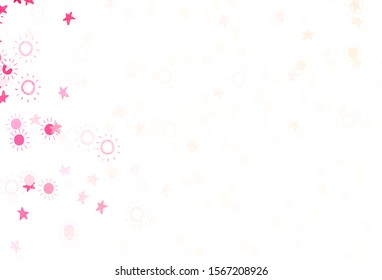 Light Red vector layout with stars, suns. Glitter abstract illustration with colored stars, suns. Pattern for astrology websites.