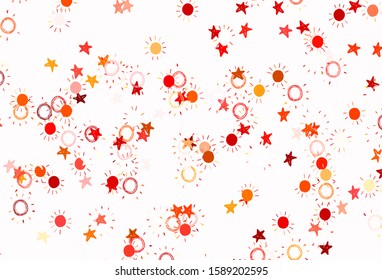 Light Red vector layout with stars, suns. Blurred decorative design in simple style with stars, suns. Pattern for futuristic ad, booklets.