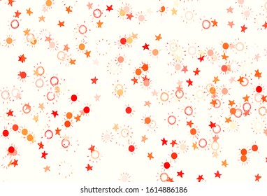 Light Red vector layout with stars, suns. Glitter abstract illustration with colored stars, suns. Smart design for your business advert.