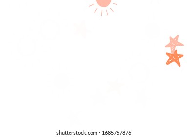 Hellrote Vektorillustration mit Sternen, Sonnen. Sterne, Sonnen auf unscharfem abstraktem Hintergrund mit Farbverlauf. Muster für Astronomie-Websites.