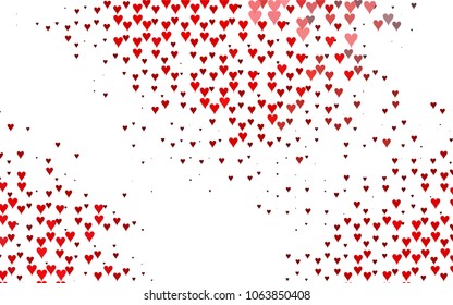 Light Red vector lovely background with hearts. Valentines greeting card with cute hearts. Abstract pattern for your design, website, ad.