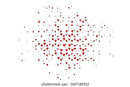 Light Red vector lovely background with hearts. Valentines greeting card with cute hearts. Abstract pattern for your design, website, ad.