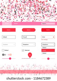 Light Red vector Material Design Kit with dots. Colorful ui/ux kit with header consisted of spheres. This template you can use for landing pages.