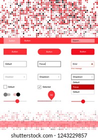 Light Red vector Material Design Kit with dots. Web ui kit with abstract gradient circles in its header. This template you can use for websites.
