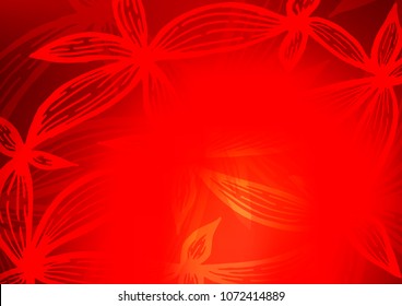 Light Red vector natural abstract template. Shining colored illustration with doodles in Zen tangle style. Hand painted design for web, wrapping, wallpaper.