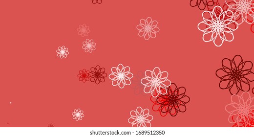 Obra de arte natural vectorial rojo claro con flores. Diseño sencillo con flores sobre fondo abstracto. Nuevo diseño comercial.