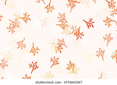 Light Red vector natural artwork with sakura. Abstract illustration with leaves, branches in doodles style. Pattern for heads of websites, designs.