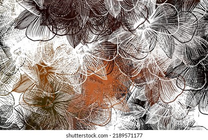 Light Red vector natural artwork with flowers. Sketchy doodle flowers on white background. Template for backgrounds of cell phones.