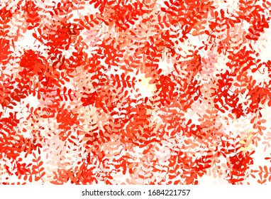 Light Red vector natural backdrop with leaves. New colorful illustration in doodle style with leaves. Elegant pattern for your brand book.