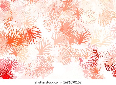 Light Red vector natural backdrop with branches. Shining colored illustration with leaves and branches. Hand painted design for web, wrapping.